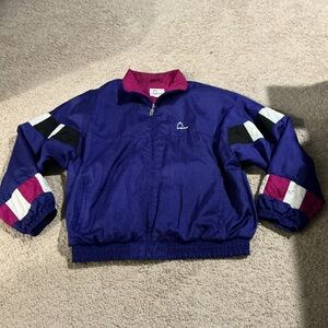 HEAD Retro Colorblock Windbreaker Jacket Purple Pink Zip Up M Vintage Retro Y2K